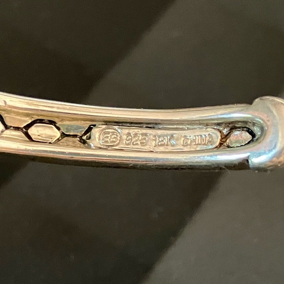 Eric Grossbardt 18K Sterling Kick Cuff Picasso Style Inlay Bangle Bracelet - Picture 6 of 11